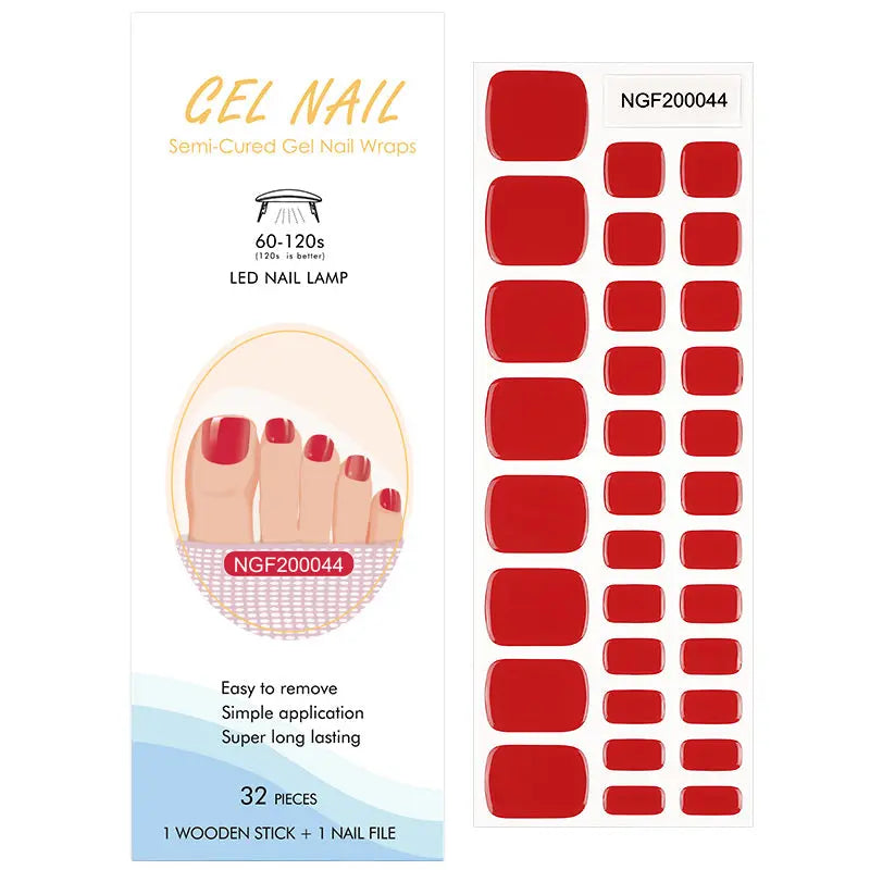 Wholesale Red Gel Toe Nail Strips Custom Solid Gel Toe Nail Wraps HUIZI
