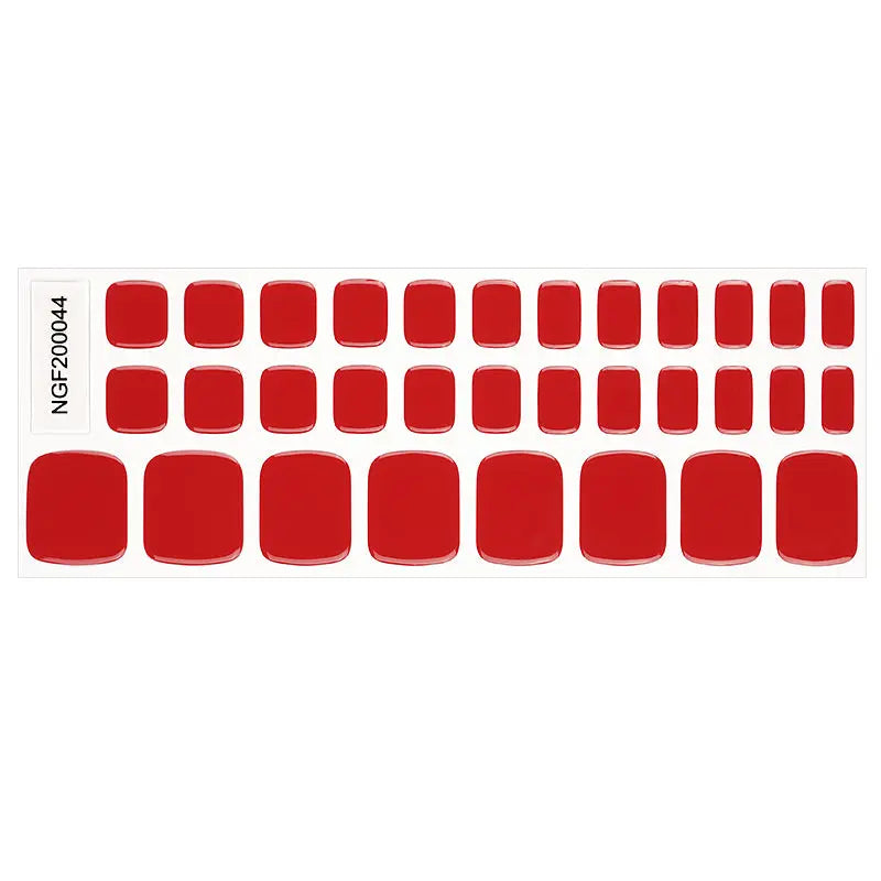 Wholesale Red Gel Toe Nail Strips Custom Solid Gel Toe Nail Wraps HUIZI