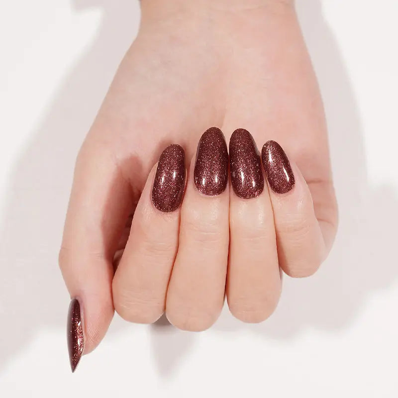 Wholesale Red Glitter Gel Nail Stickers Customizable Nail Wraps for Brands HUIZI