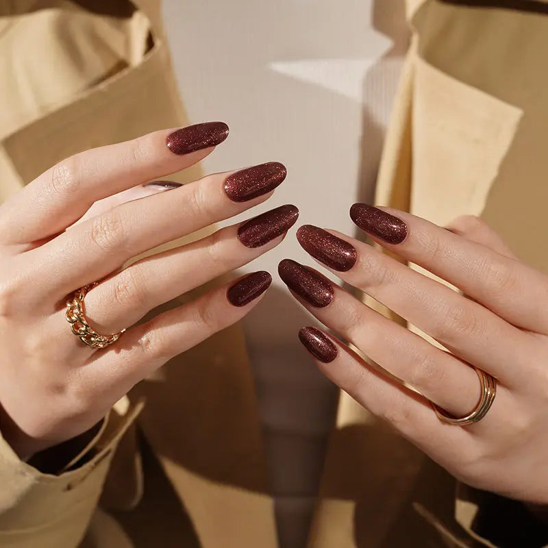 Wholesale Red Glitter Gel Nail Stickers Customizable Nail Wraps for Brands HUIZI