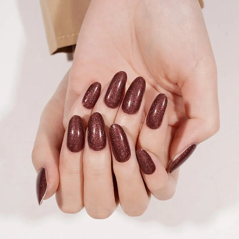 Wholesale Red Glitter Gel Nail Stickers Customizable Nail Wraps for Brands HUIZI