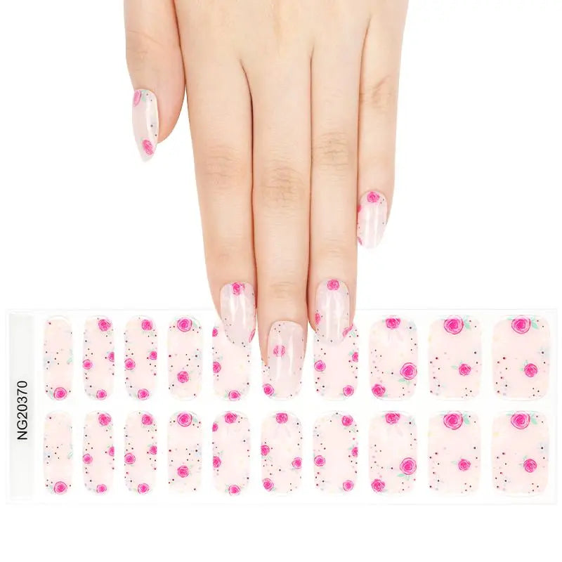 Wholesale Rose And Rabbit Nail Art Designs Custom Gel Nail Stickers HUIZI