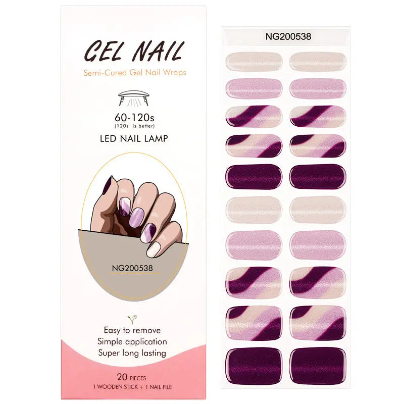 Wholesale Semi Cured Gel Nail Stickers Custom Cat-eye Nail Strips HUIZI