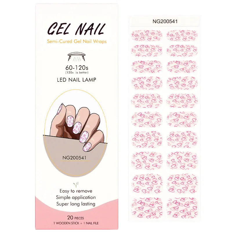 Wholesale Semi Cured Gel Nail Stickers Custom Love Knot Nail Decals HUIZI