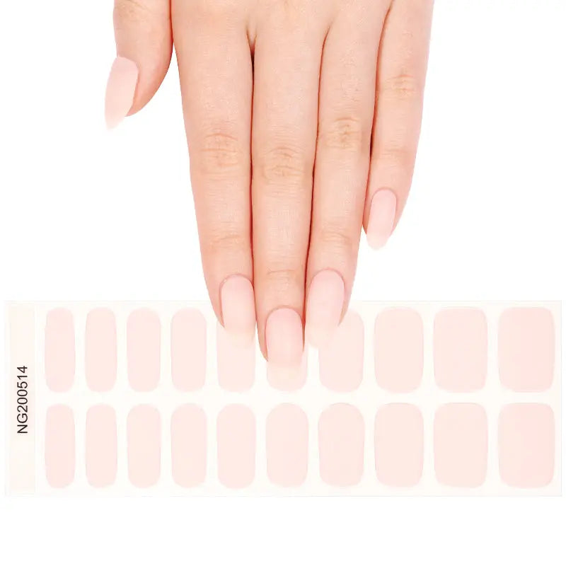 Wholesale Semi Cured Gel Nail Stickers Custom Pink Nail strips HUIZI