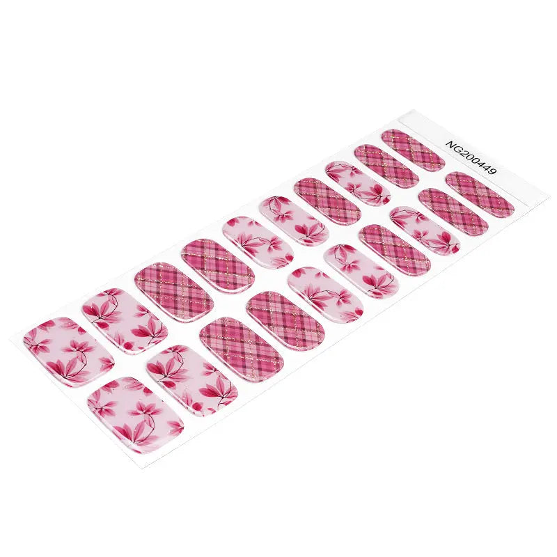 Wholesale Semi Cured Gel Nail Stickers Custom Plaid Nail Designs HUIZI