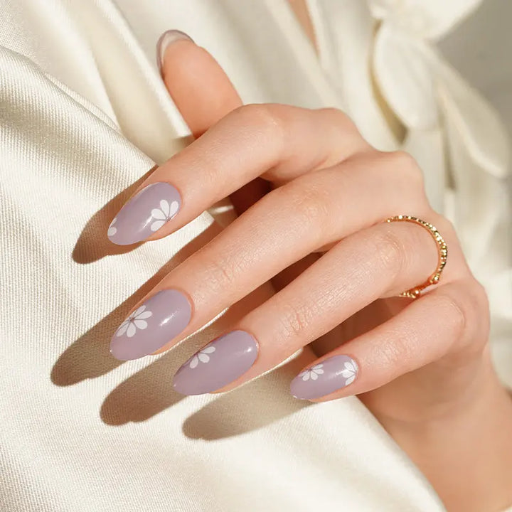 Wholesale Semi Cured Gel Nail Stickers Custom Plum and Daisy Nail Stri