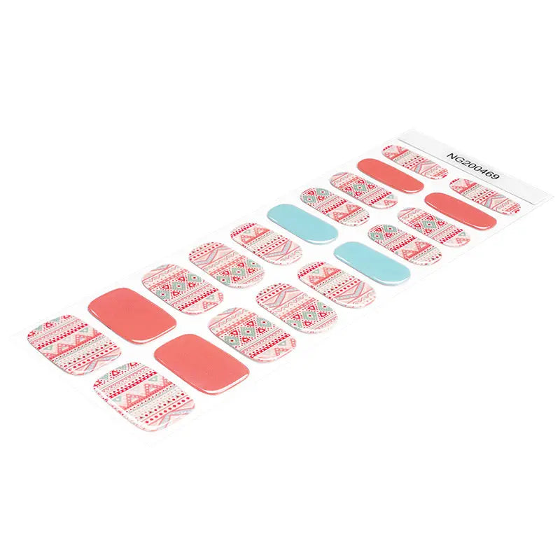 Wholesale Semi Cured Gel Nail Stickers Custom Retro Nail Strips HUIZI