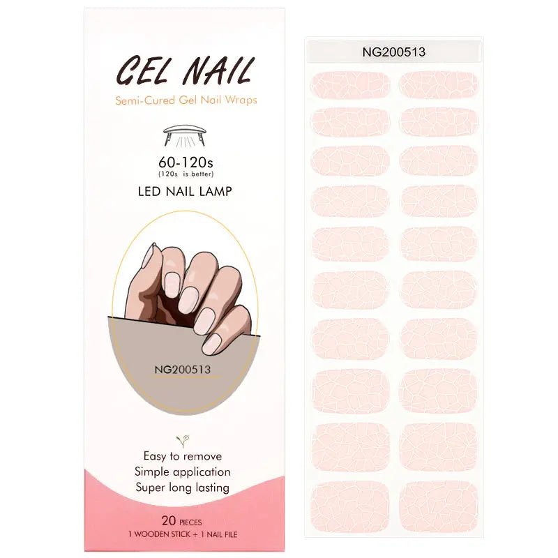 Wholesale Semi Cured Gel Nail Stickers Custom Shattered Touch Nail strips HUIZI