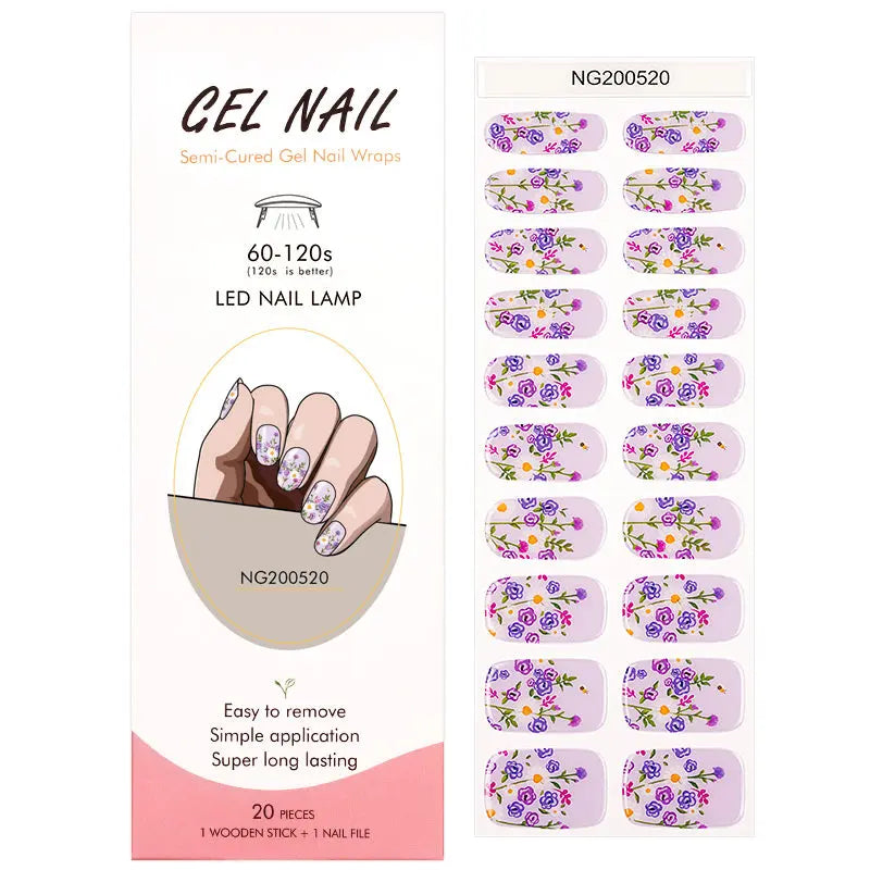 Wholesale Semi Cured Gel Nail Stickers Custom Violet Arcanum Nail Strips HUIZI