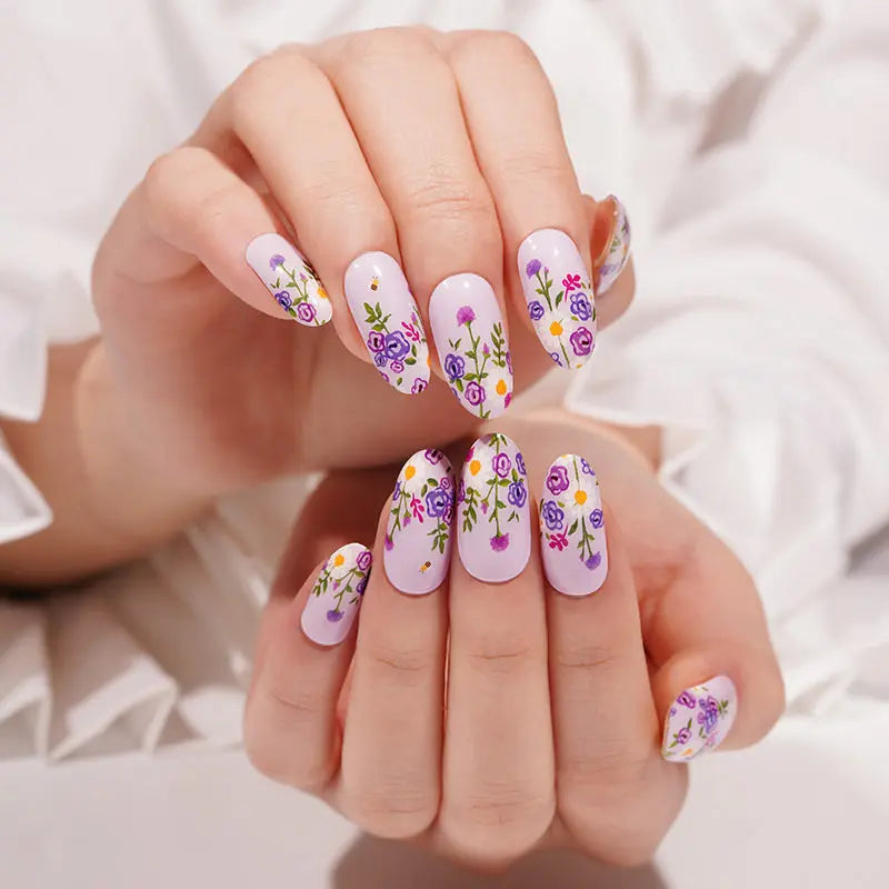 Wholesale Semi Cured Gel Nail Stickers Custom Violet Arcanum Nail Strips HUIZI