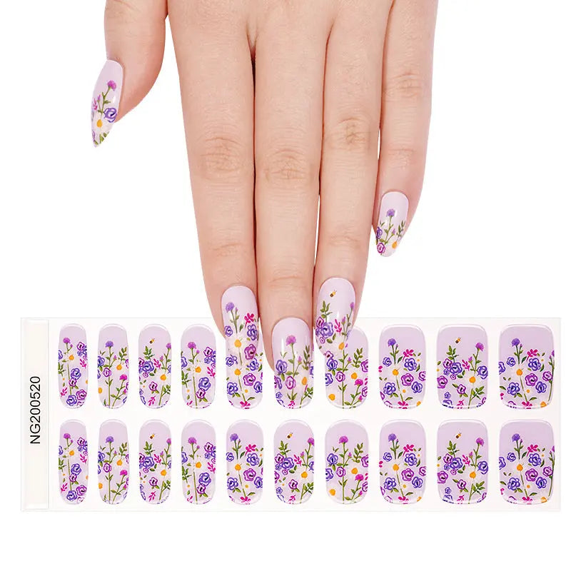 Wholesale Semi Cured Gel Nail Stickers Custom Violet Arcanum Nail Strips HUIZI