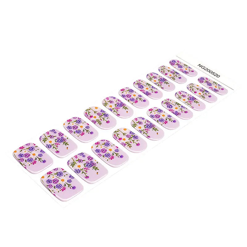 Wholesale Semi Cured Gel Nail Stickers Custom Violet Arcanum Nail Strips HUIZI