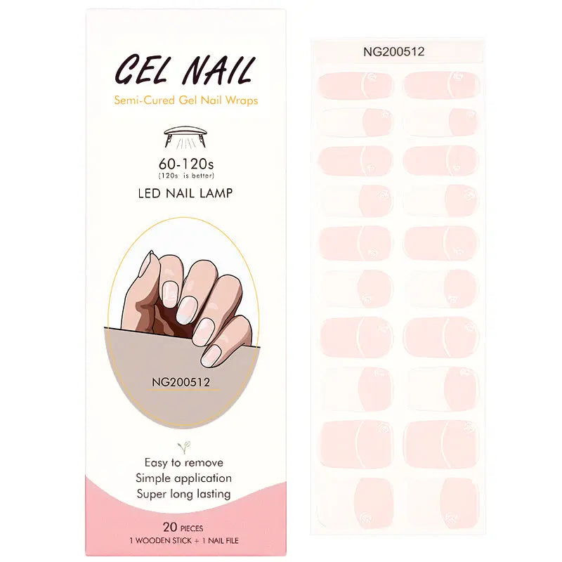 Wholesale Semi Cured Gel Nail Stickers French Gel Nail Designs HUIZI