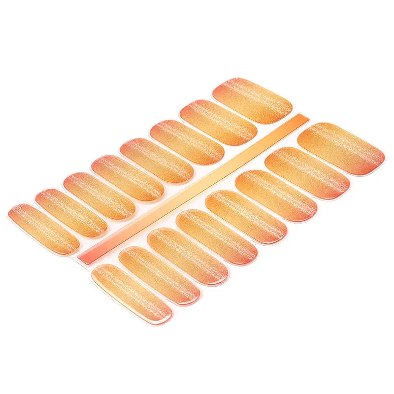 Wholesale Semi Cured Gel Strips Custom Cat-eye Ombre Glitter Nail Wraps HUIZI