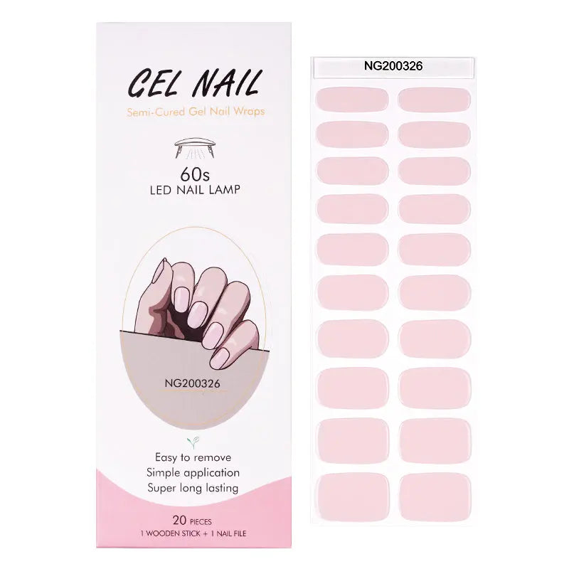 Wholesale Semi-Transparent Nude Pink Gel Nail Stickers Custom Artificial Fingernails - Huizi HUIZI