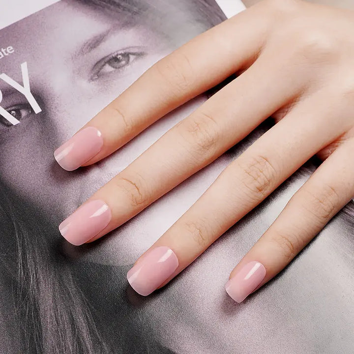 künstliche fingernägel rosa Großhandel Halbtransparente Nude Pink Gel Nagelaufkleber Individuelle