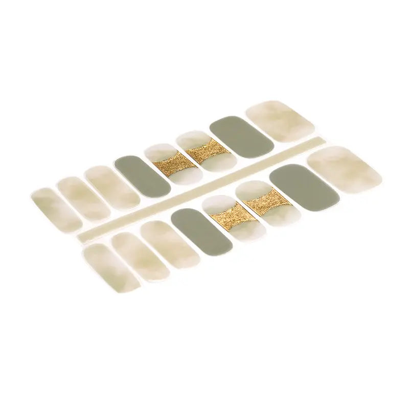 Wholesale Semi-cured Natural & Durable Uv Gel Nail Stickers In Green Color HUIZI