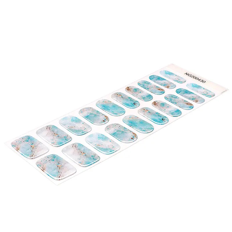 Wholesale Shimmer Semi-cured Gel Nail Stickers Custom  Aqua Seafoam Gel Nails HUIZI