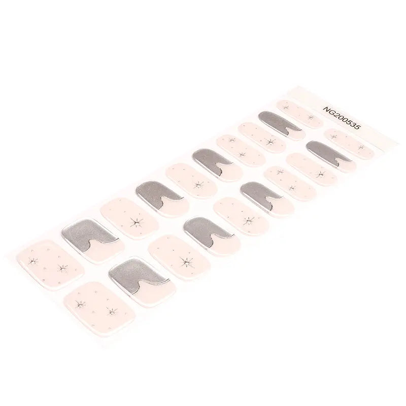 Wholesale Silver Semi Cured Gel Nail Stickers Custom Star Nail Strips HUIZI