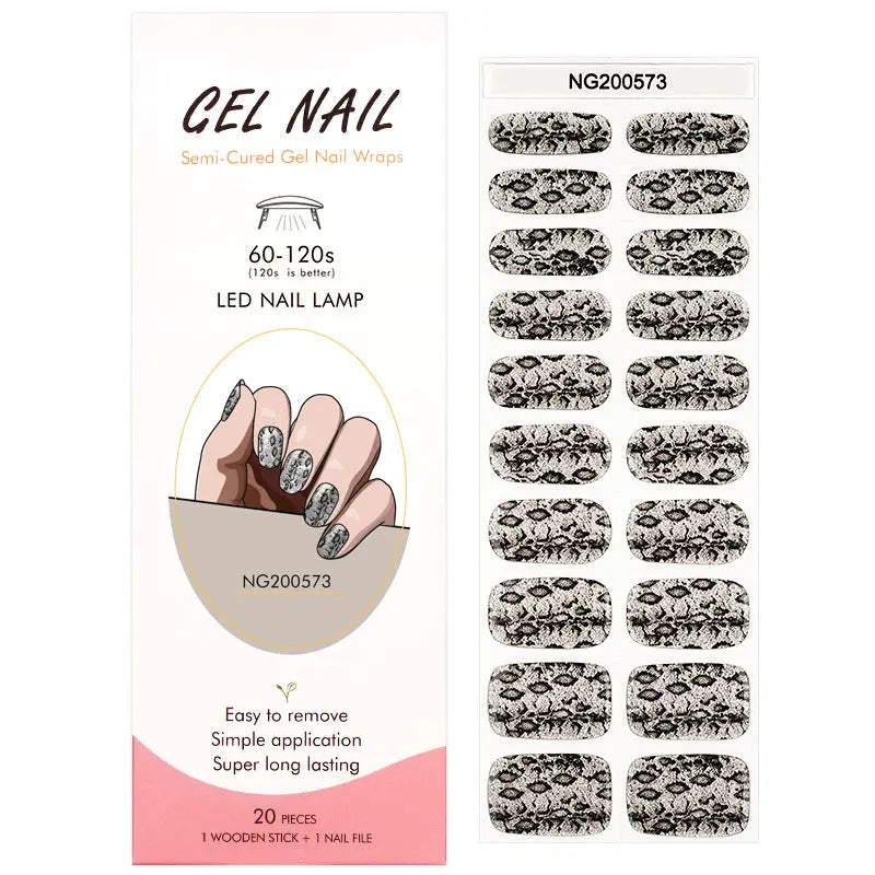 Wholesale Snake Skin Textured Glitter Gel Nail Strips Custom Gel Strips HUIZI