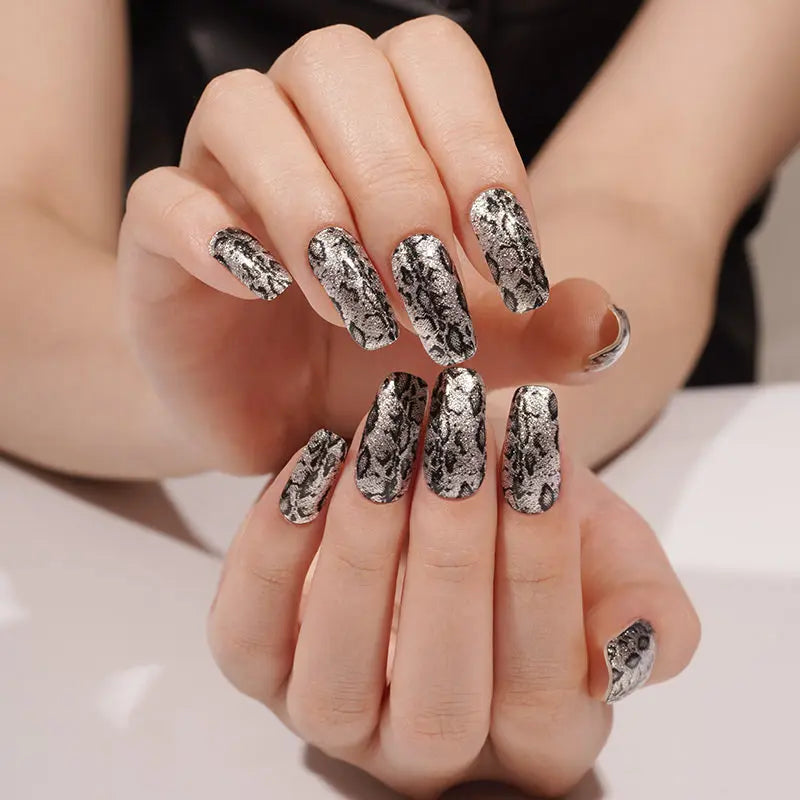 Wholesale Snake Skin Textured Glitter Gel Nail Strips Custom Gel Strips HUIZI