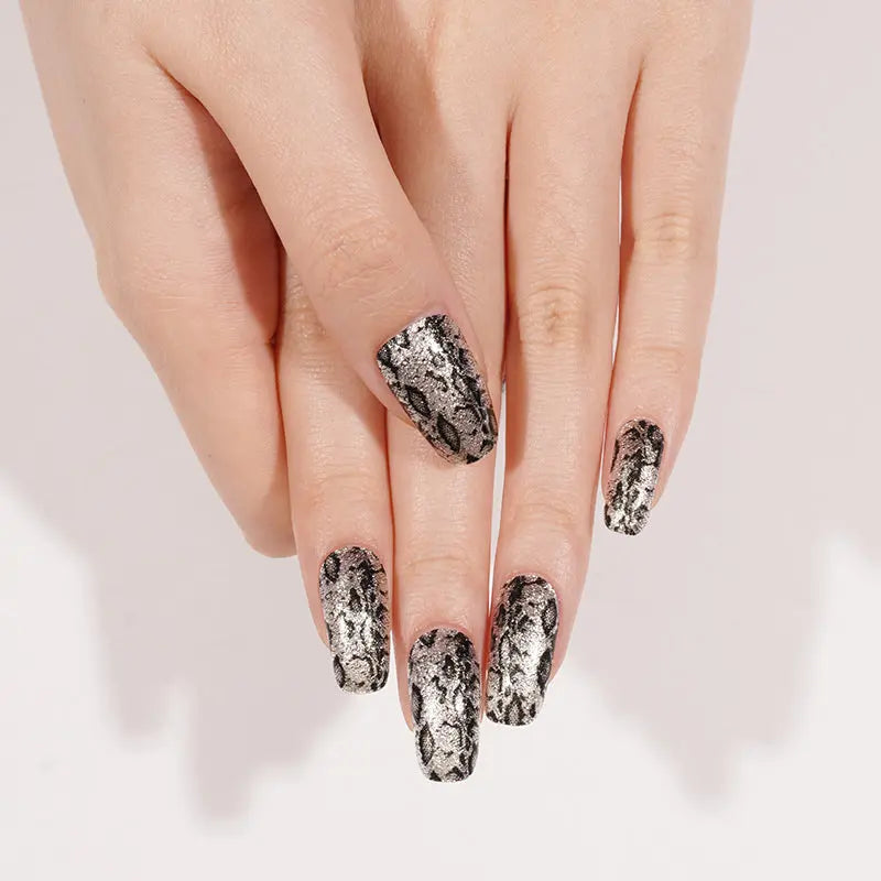 Wholesale Snake Skin Textured Glitter Gel Nail Strips Custom Gel Strips HUIZI
