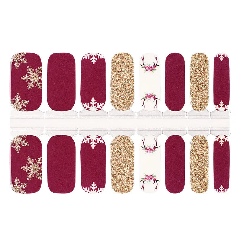 Wholesale Snowflake Elk Nail Stickers Custom Glitter Christmas Nail Wraps HUIZI