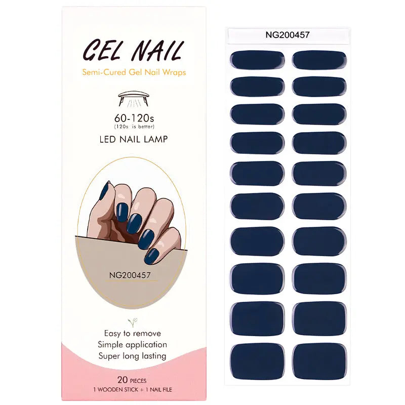 Wholesale Solid Gel Nail Strips Custom Navy Nail Designs HUIZI