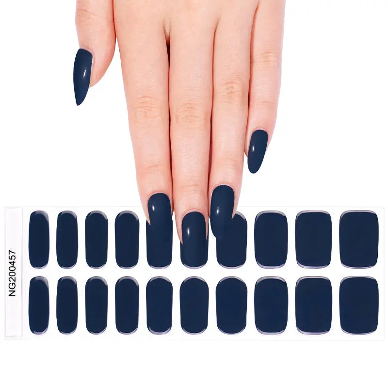 Wholesale Solid Gel Nail Strips Custom Navy Nail Designs HUIZI