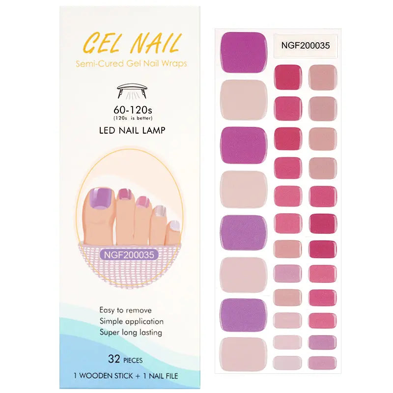 Wholesale Solid Gel Toe Nail Strips Custom Pink Gel Toe Nail Wraps HUIZI