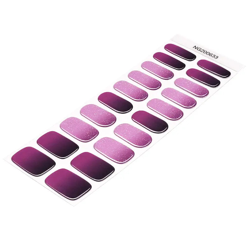 Wholesale Sparkling Purple Gradient Gel Nail Stickers Custom Glitter Ombre Nail Wraps HUIZI