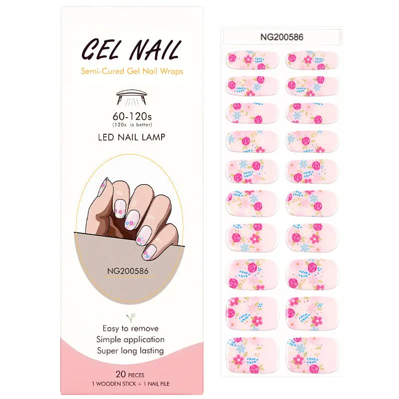 Wholesale Spring Floral Gel Nail Stickers Custom Pastel Blossom Nail Wraps for Salons HUIZI