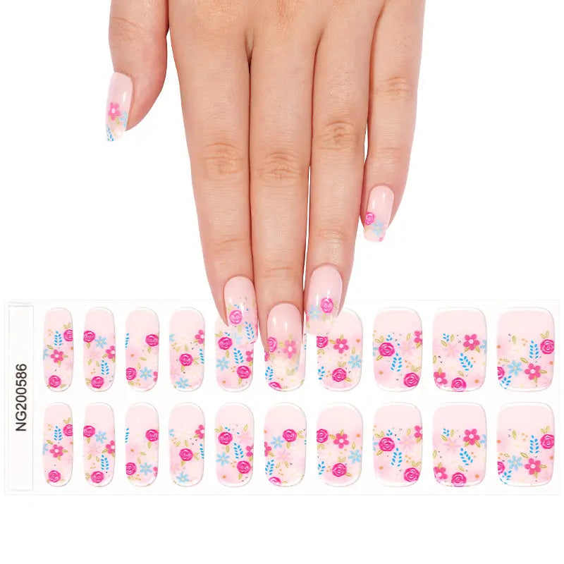 Wholesale Spring Floral Gel Nail Stickers Custom Pastel Blossom Nail Wraps for Salons HUIZI