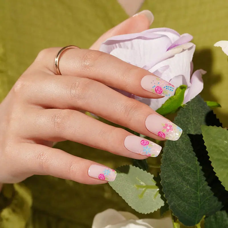 Wholesale Spring Floral Gel Nail Stickers Custom Pastel Blossom Nail Wraps for Salons HUIZI