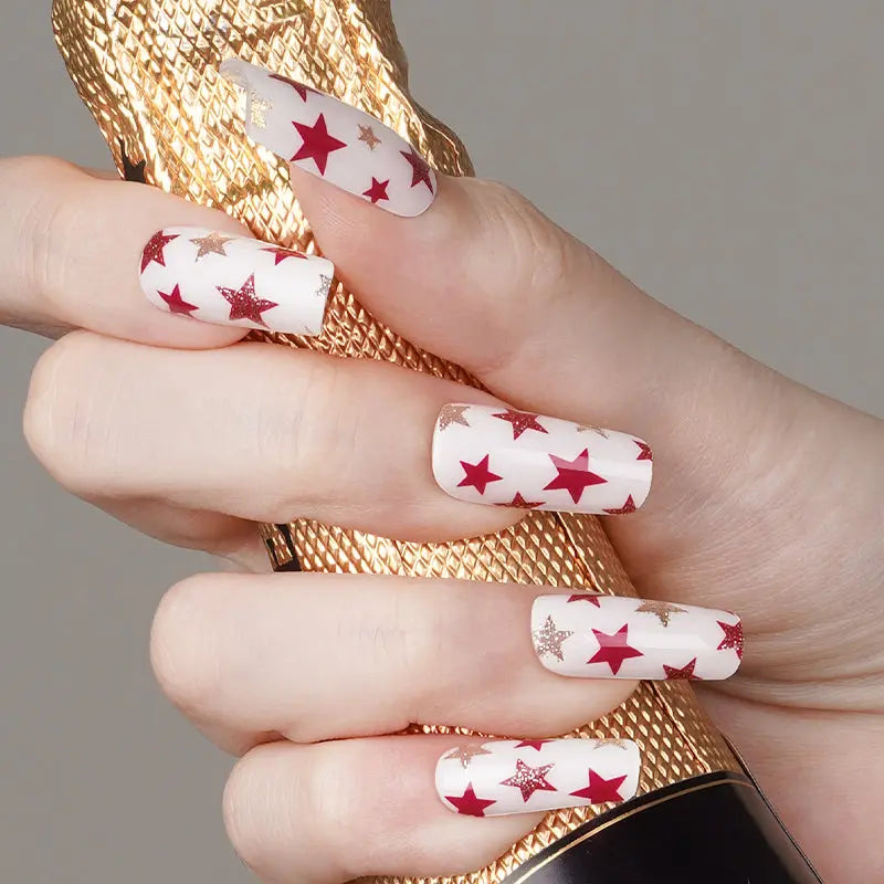Wholesale Starry Scarlet Gold Gel Nails Custom Glitter Circus Act Gel Nail Stickers - Huizi HUIZI