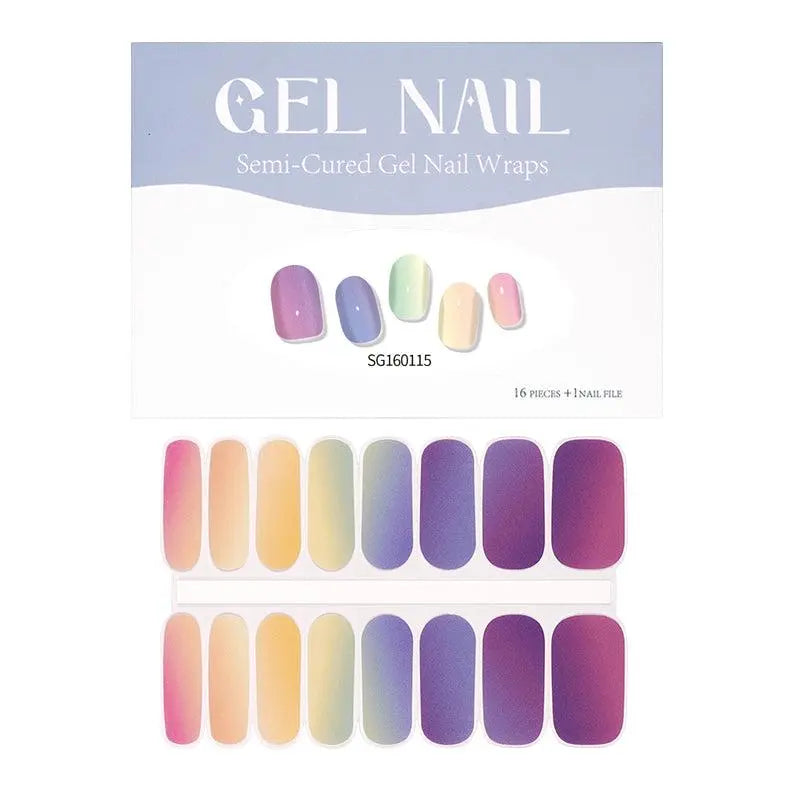 Wholesale Summer Rainbow Gradient Gel Nail Stickers Custom Nails HUIZI