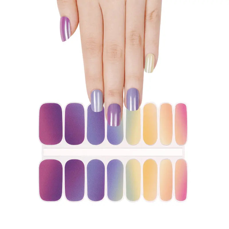 Wholesale Summer Rainbow Gradient Gel Nail Stickers Custom Nails HUIZI