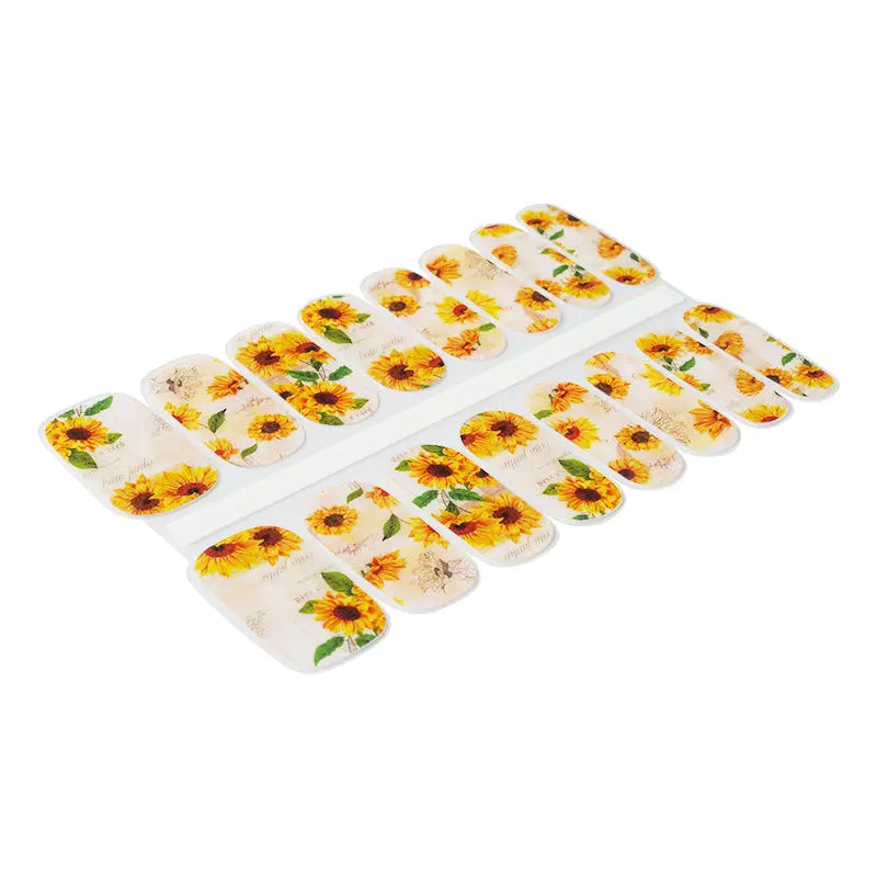 Wholesale Sunflower Semi-cured gel nail strips Custom nail Designs HUIZI