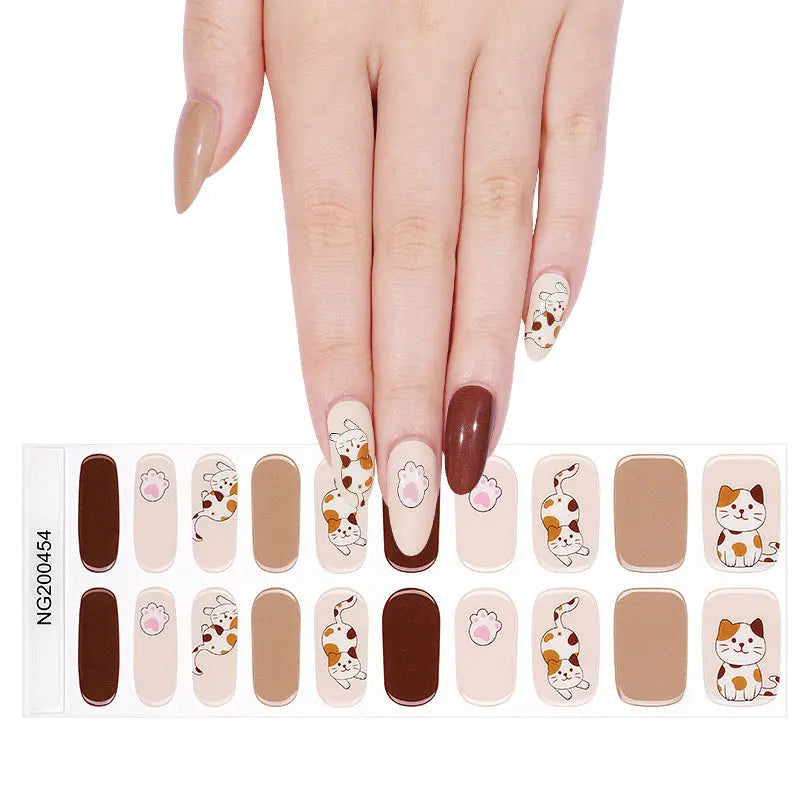 Wholesale Sweet kitten Gel Nail Strips Custom Gel Nail Designs HUIZI