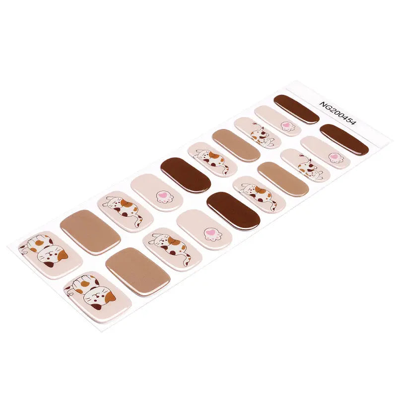 Wholesale Sweet kitten Gel Nail Strips Custom Gel Nail Designs HUIZI