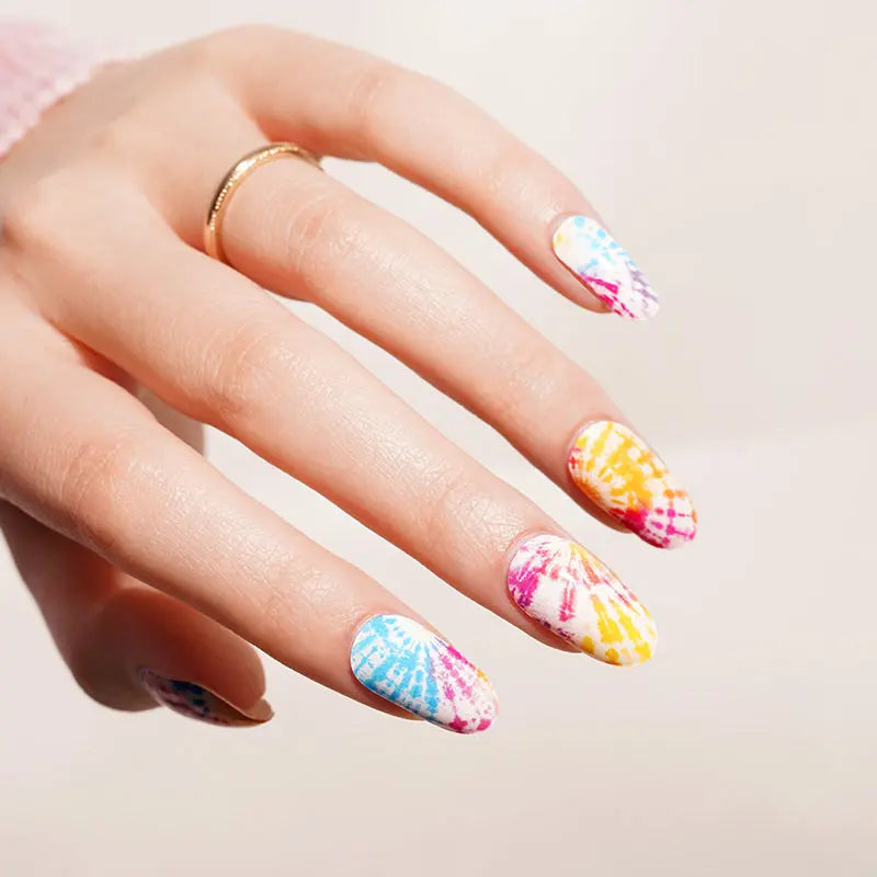 Wholesale Tie-dye Gel Nail Sticker Custom Gel Nails HUIZI