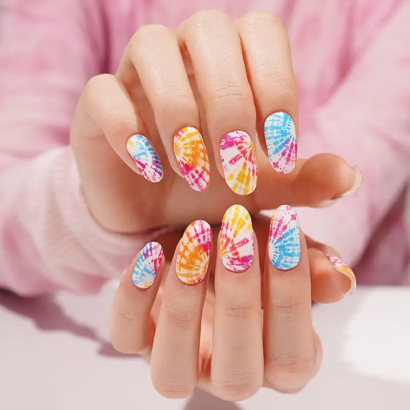 Wholesale Tie-dye Gel Nail Sticker Custom Gel Nails HUIZI