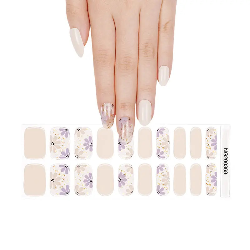 Wholesale Transparent Gel Nail Stickers Custom Flower Nail Designs HUIZI