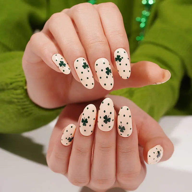 Wholesale Trifolium Semi Cured Gel Nail Stickers Custom Dot Pattern Nail Strips HUIZI