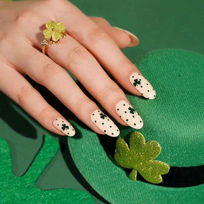 Wholesale Trifolium Semi Cured Gel Nail Stickers Custom Dot Pattern Nail Strips HUIZI