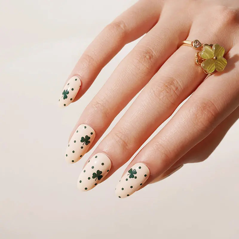 Wholesale Trifolium Semi Cured Gel Nail Stickers Custom Dot Pattern Nail Strips HUIZI