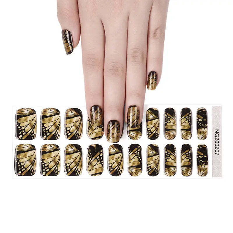 Wholesale Uv Gel Nail Wraps One-Stop Gel Nail Sticker Shopping! Gold Butterfly Nail Art - Huizi HUIZI