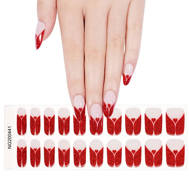 Wholesale Valentine's Day Gel Nails Custom Loving Heart Gel Nail Strips HUIZI