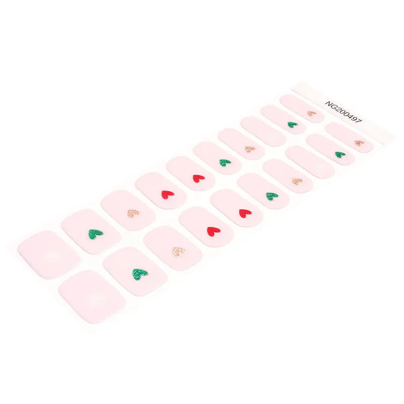 Wholesale Vlentine's Day Nails in Bulk Custom Pink Heart Gel Nail Sticker HUIZI